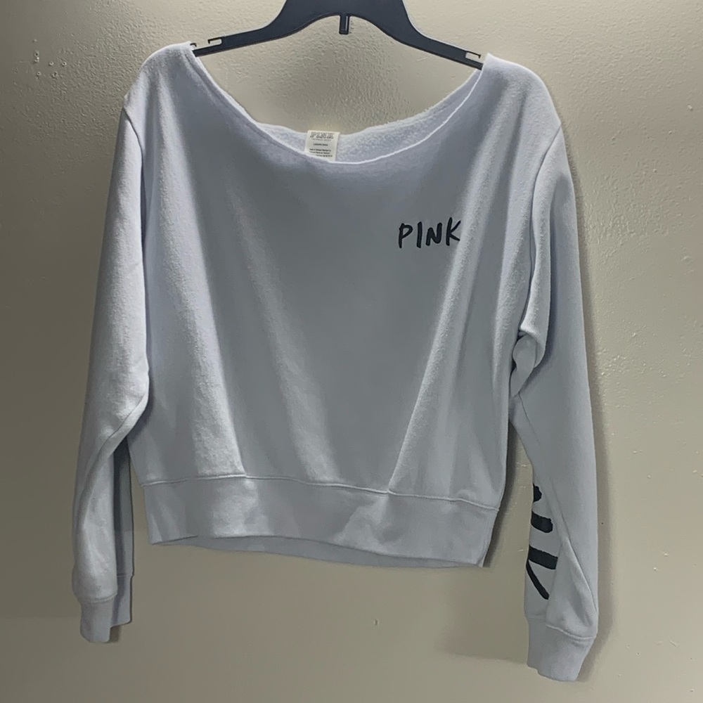 PINK Victoria's Secret cropped Sweater Baby Blue Long Sleeves love pink Size L